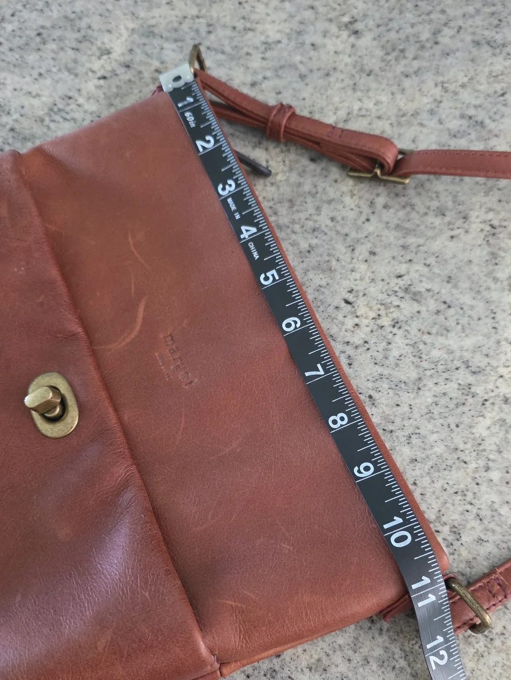 Margot Cognac Brown Leather Crossbody with Turn-Lock Pocket